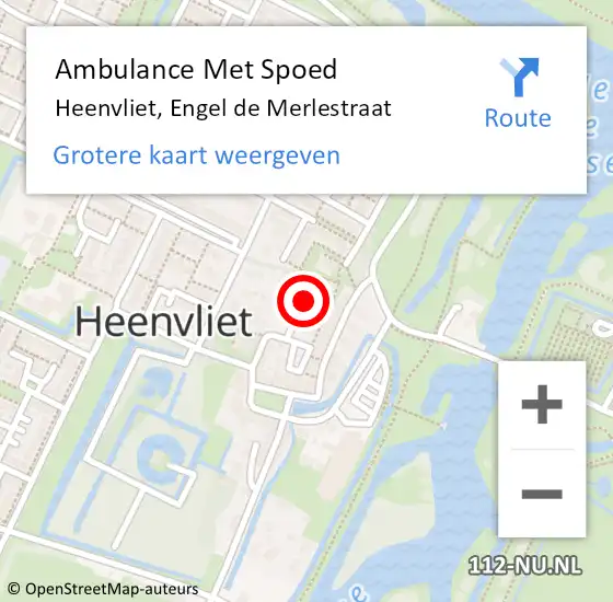 Locatie op kaart van de 112 melding: Ambulance Met Spoed Naar Heenvliet, Engel de Merlestraat op 28 april 2021 05:07