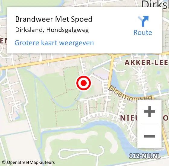 Locatie op kaart van de 112 melding: Brandweer Met Spoed Naar Dirksland, Hondsgalgweg op 28 april 2021 07:10