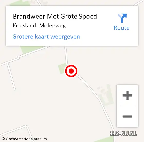 Locatie op kaart van de 112 melding: Brandweer Met Grote Spoed Naar Kruisland, Molenweg op 28 april 2021 07:35