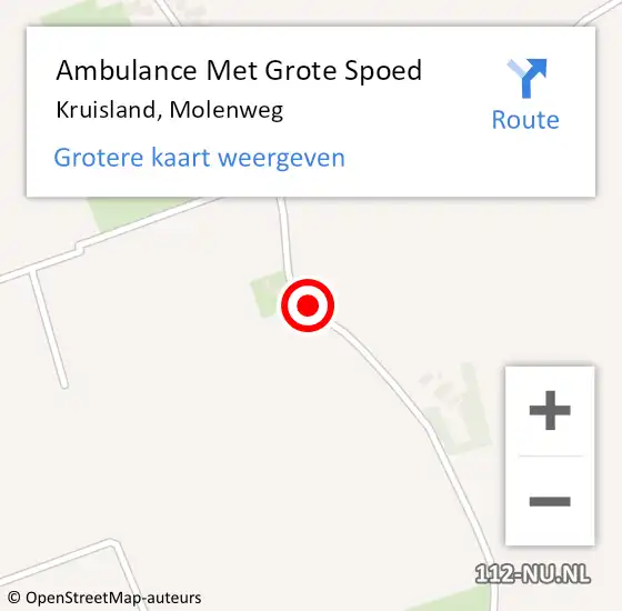 Locatie op kaart van de 112 melding: Ambulance Met Grote Spoed Naar Kruisland, Molenweg op 28 april 2021 07:37