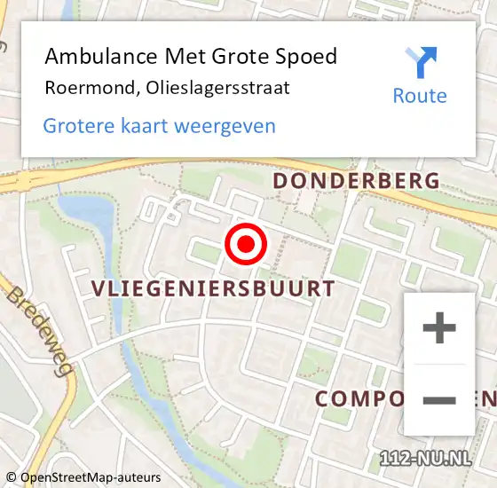 Locatie op kaart van de 112 melding: Ambulance Met Grote Spoed Naar Roermond, Olieslagersstraat op 28 april 2021 09:12