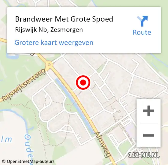 Locatie op kaart van de 112 melding: Brandweer Met Grote Spoed Naar Rijswijk Nb, Zesmorgen op 28 april 2021 09:32