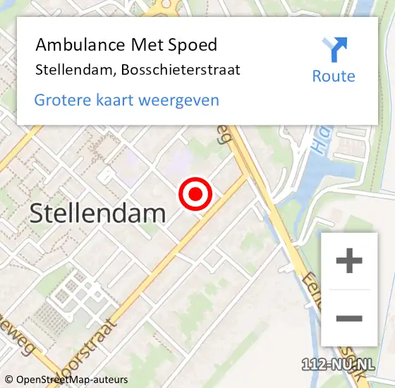 Locatie op kaart van de 112 melding: Ambulance Met Spoed Naar Stellendam, Bosschieterstraat op 28 april 2021 12:01