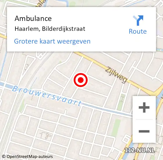 Locatie op kaart van de 112 melding: Ambulance Haarlem, Bilderdijkstraat op 28 april 2021 13:24