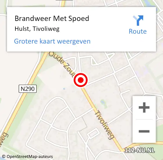 Locatie op kaart van de 112 melding: Brandweer Met Spoed Naar Hulst, Tivoliweg op 28 april 2021 13:40