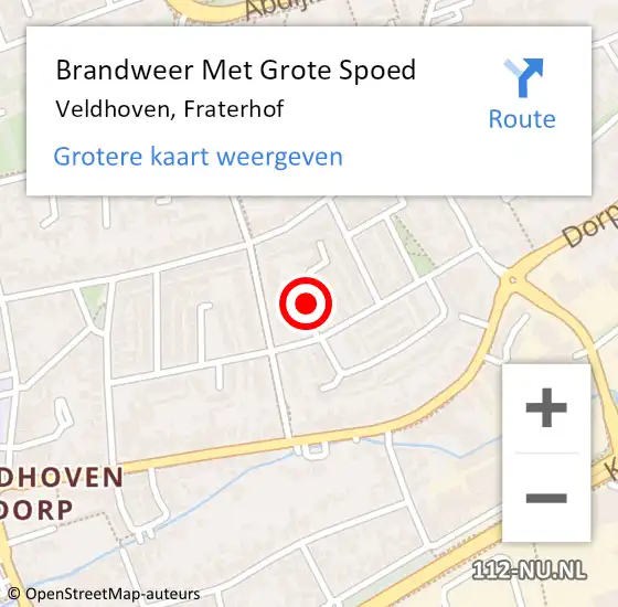 Locatie op kaart van de 112 melding: Brandweer Met Grote Spoed Naar Veldhoven, Fraterhof op 28 april 2021 14:31