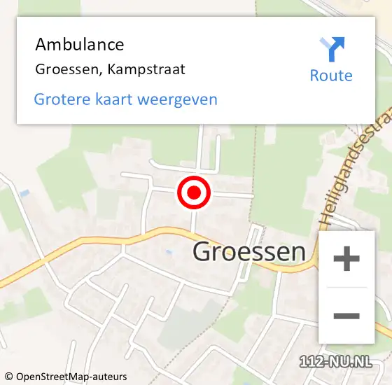 Locatie op kaart van de 112 melding: Ambulance Groessen, Kampstraat op 28 april 2021 15:56