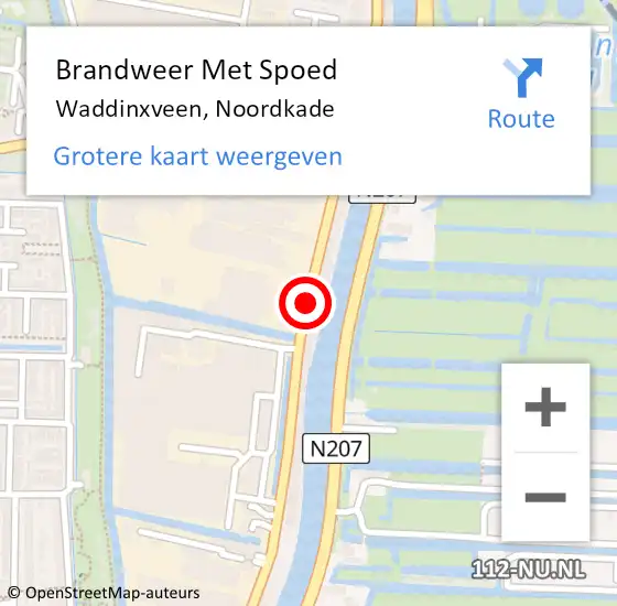 Locatie op kaart van de 112 melding: Brandweer Met Spoed Naar Waddinxveen, Noordkade op 9 juni 2014 07:45