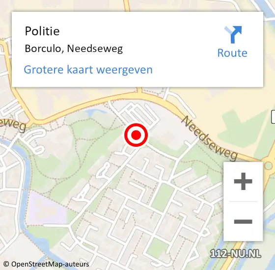 Locatie op kaart van de 112 melding: Politie Borculo, Needseweg op 28 april 2021 17:44