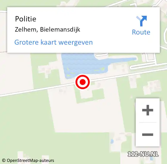 Locatie op kaart van de 112 melding: Politie Zelhem, Bielemansdijk op 28 april 2021 19:02