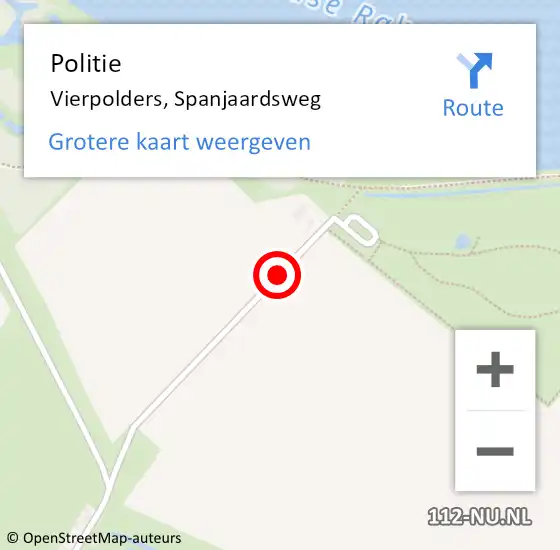 Locatie op kaart van de 112 melding: Politie Vierpolders, Spanjaardsweg op 28 april 2021 19:22