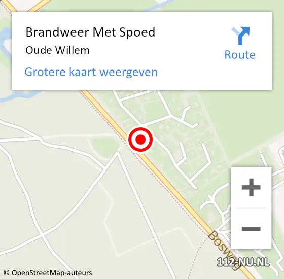 Locatie op kaart van de 112 melding: Brandweer Met Spoed Naar Oude Willem op 9 juni 2014 08:18