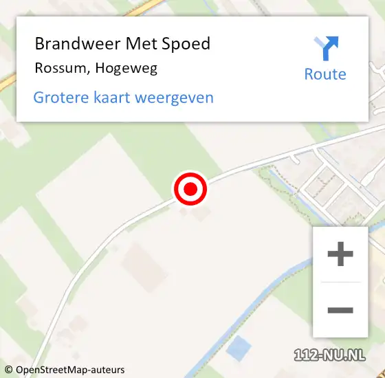 Locatie op kaart van de 112 melding: Brandweer Met Spoed Naar Rossum, Hogeweg op 28 april 2021 21:37