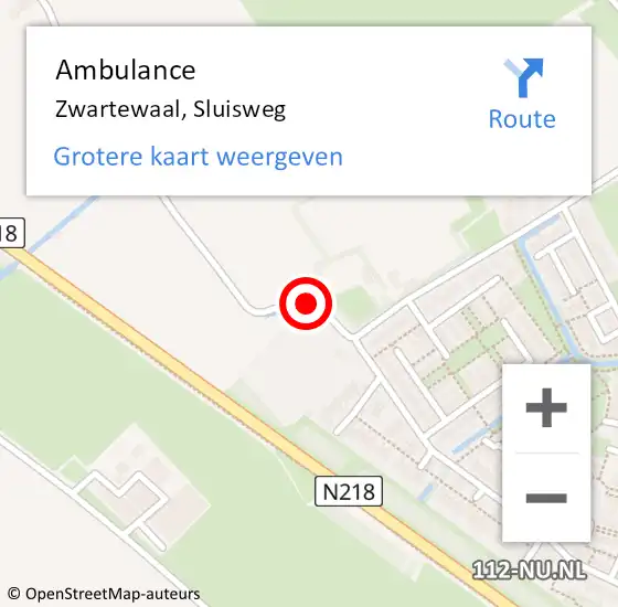 Locatie op kaart van de 112 melding: Ambulance Zwartewaal, Sluisweg op 28 april 2021 21:42