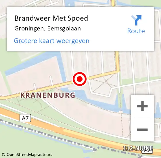 Locatie op kaart van de 112 melding: Brandweer Met Spoed Naar Groningen, Eemsgolaan op 28 april 2021 22:40