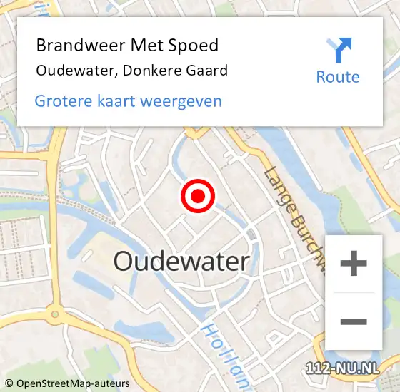 Locatie op kaart van de 112 melding: Brandweer Met Spoed Naar Oudewater, Donkere Gaard op 28 april 2021 23:55