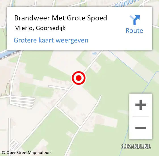 Locatie op kaart van de 112 melding: Brandweer Met Grote Spoed Naar Mierlo, Goorsedijk op 29 april 2021 00:11