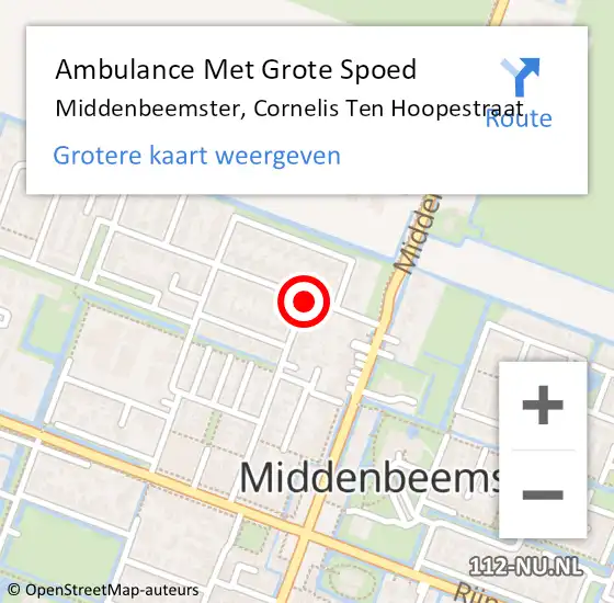 Locatie op kaart van de 112 melding: Ambulance Met Grote Spoed Naar Middenbeemster, Cornelis Ten Hoopestraat op 29 april 2021 00:16