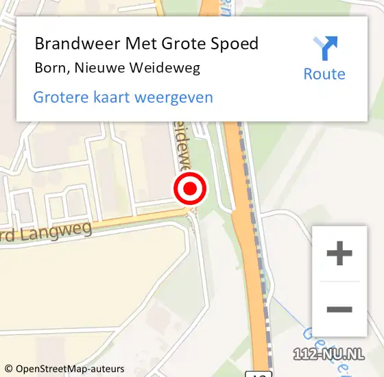 Locatie op kaart van de 112 melding: Brandweer Met Grote Spoed Naar Born, Nieuwe Weideweg op 29 april 2021 00:19