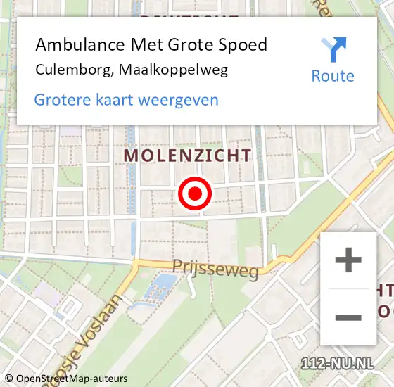 Locatie op kaart van de 112 melding: Ambulance Met Grote Spoed Naar Culemborg, Maalkoppelweg op 9 juni 2014 08:35