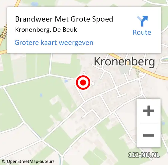 Locatie op kaart van de 112 melding: Brandweer Met Grote Spoed Naar Kronenberg, De Beuk op 29 april 2021 02:24