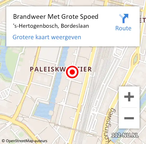 Locatie op kaart van de 112 melding: Brandweer Met Grote Spoed Naar 's-Hertogenbosch, Bordeslaan op 29 april 2021 04:27