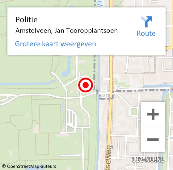 Locatie op kaart van de 112 melding: Politie Amstelveen, Jan Tooropplantsoen op 9 juni 2014 08:45