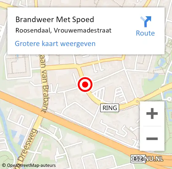 Locatie op kaart van de 112 melding: Brandweer Met Spoed Naar Roosendaal, Vrouwemadestraat op 29 april 2021 08:02