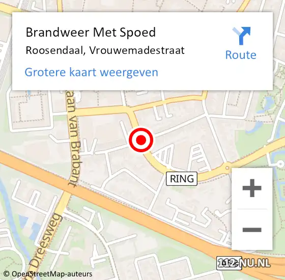 Locatie op kaart van de 112 melding: Brandweer Met Spoed Naar Roosendaal, Vrouwemadestraat op 29 april 2021 08:06