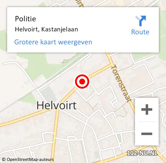 Locatie op kaart van de 112 melding: Politie Helvoirt, Kastanjelaan op 29 april 2021 08:13