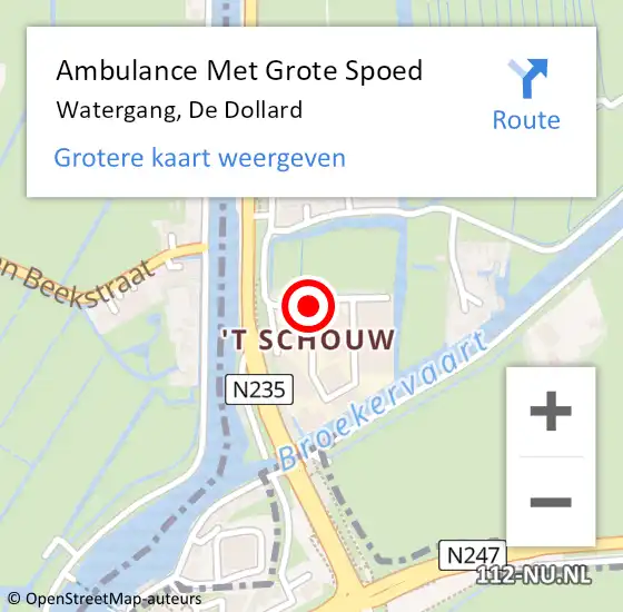 Locatie op kaart van de 112 melding: Ambulance Met Grote Spoed Naar Watergang, De Dollard op 29 april 2021 08:45