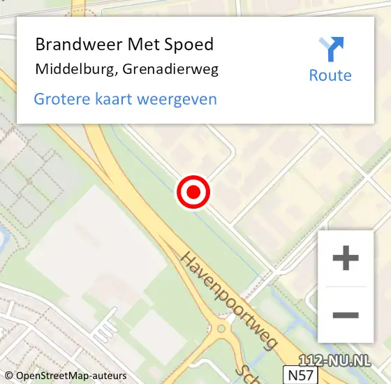 Locatie op kaart van de 112 melding: Brandweer Met Spoed Naar Middelburg, Grenadierweg op 29 april 2021 12:38