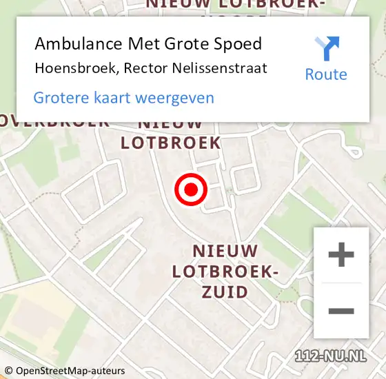 Locatie op kaart van de 112 melding: Ambulance Met Grote Spoed Naar Hoensbroek, Rector Nelissenstraat op 9 juni 2014 09:25