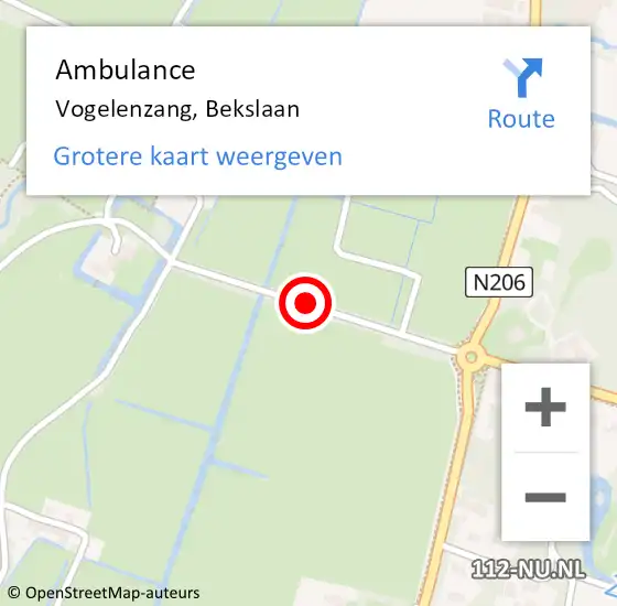 Locatie op kaart van de 112 melding: Ambulance Vogelenzang, Bekslaan op 29 april 2021 14:48