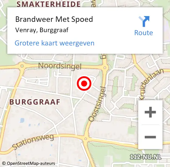 Locatie op kaart van de 112 melding: Brandweer Met Spoed Naar Venray, Burggraaf op 29 april 2021 15:18