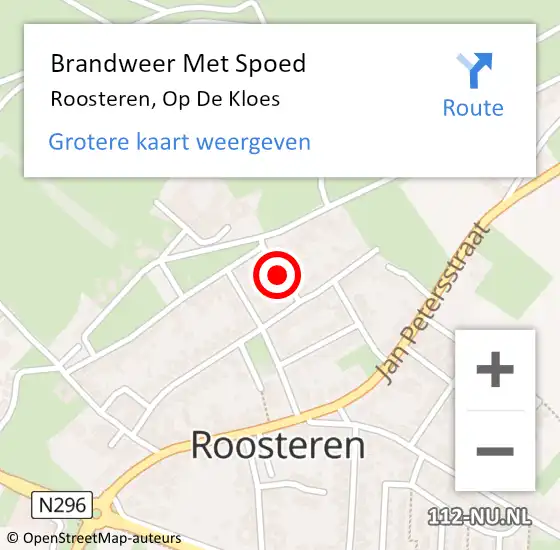 Locatie op kaart van de 112 melding: Brandweer Met Spoed Naar Roosteren, Op De Kloes op 29 april 2021 17:00