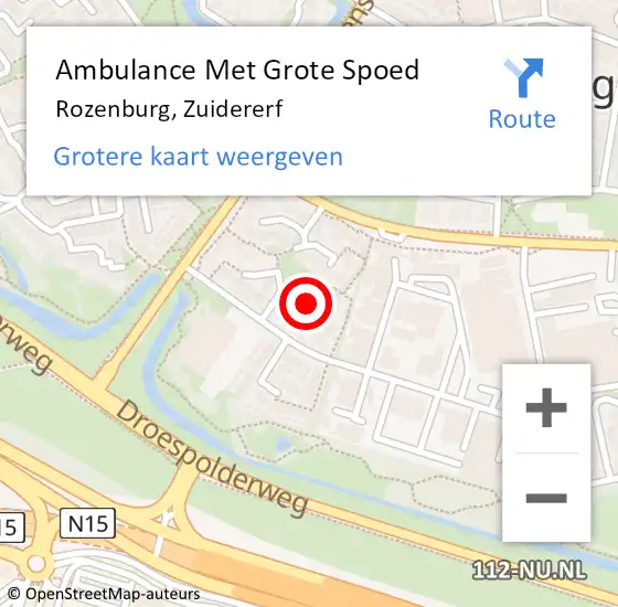 Locatie op kaart van de 112 melding: Ambulance Met Grote Spoed Naar Rozenburg, Zuidererf op 29 april 2021 17:01