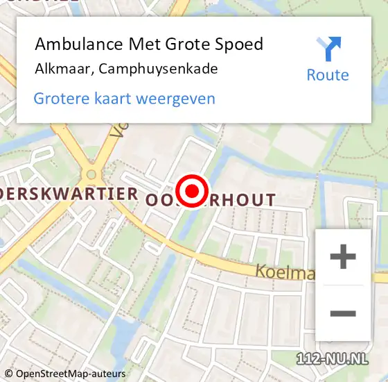 Locatie op kaart van de 112 melding: Ambulance Met Grote Spoed Naar Alkmaar, Camphuysenkade op 29 april 2021 17:21