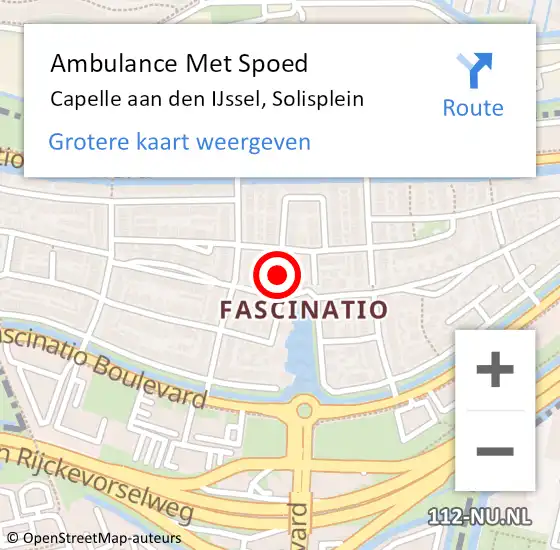 Locatie op kaart van de 112 melding: Ambulance Met Spoed Naar Capelle aan den IJssel, Solisplein op 29 april 2021 18:03