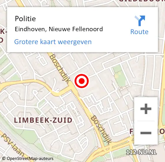 Locatie op kaart van de 112 melding: Politie Eindhoven, Nieuwe Fellenoord op 29 april 2021 18:33