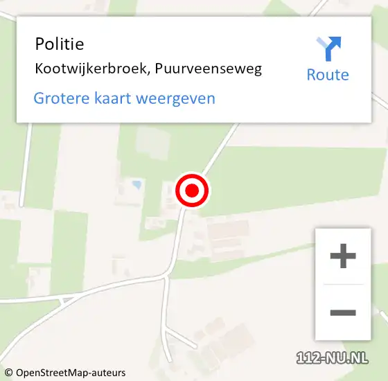 Locatie op kaart van de 112 melding: Politie Kootwijkerbroek, Puurveenseweg op 29 april 2021 18:40