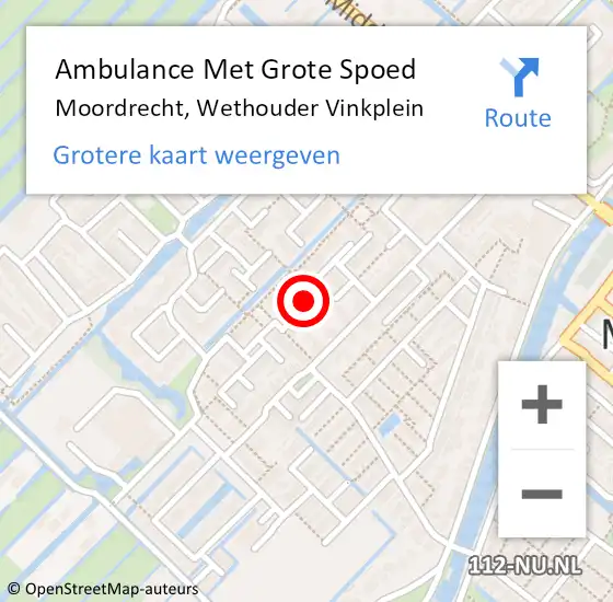 Locatie op kaart van de 112 melding: Ambulance Met Grote Spoed Naar Moordrecht, Wethouder Vinkplein op 30 april 2021 02:21