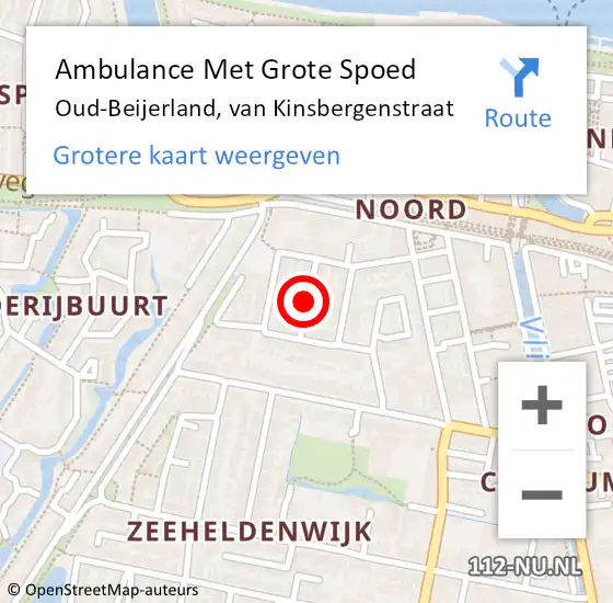 Locatie op kaart van de 112 melding: Ambulance Met Grote Spoed Naar Oud-Beijerland, van Kinsbergenstraat op 30 april 2021 06:25