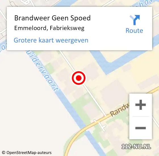 Locatie op kaart van de 112 melding: Brandweer Geen Spoed Naar Emmeloord, Fabrieksweg op 30 april 2021 07:00