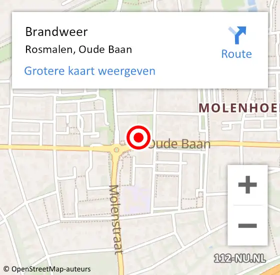 Locatie op kaart van de 112 melding: Brandweer Rosmalen, Oude Baan op 9 juni 2014 10:30