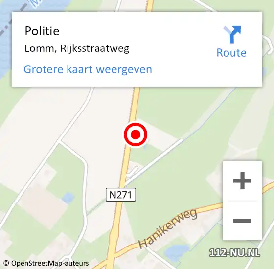 Locatie op kaart van de 112 melding: Politie Lomm, Rijksstraatweg op 30 april 2021 08:33