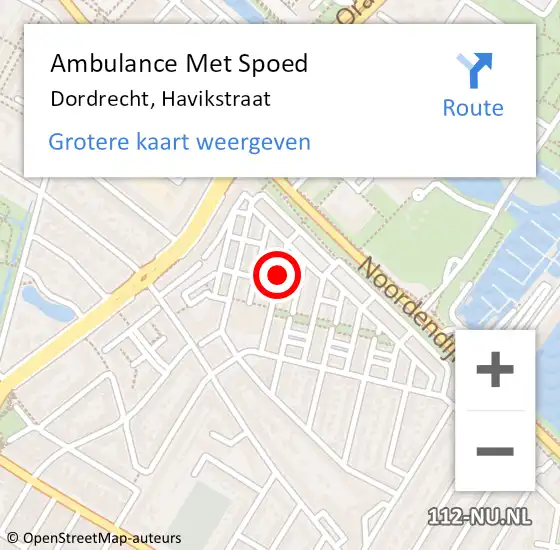 Locatie op kaart van de 112 melding: Ambulance Met Spoed Naar Dordrecht, Havikstraat op 30 april 2021 08:38