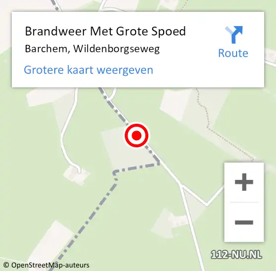 Locatie op kaart van de 112 melding: Brandweer Met Grote Spoed Naar Barchem, Wildenborgseweg op 9 juni 2014 10:31