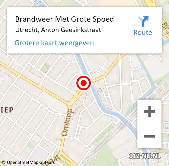 Locatie op kaart van de 112 melding: Brandweer Met Grote Spoed Naar Utrecht, Anton Geesinkstraat op 30 april 2021 10:05