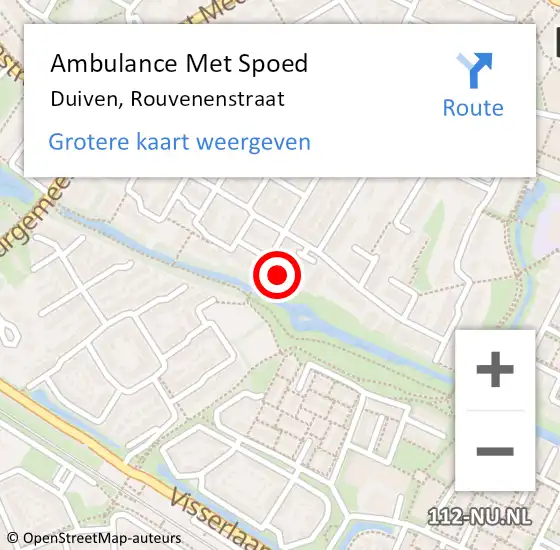 Locatie op kaart van de 112 melding: Ambulance Met Spoed Naar Duiven, Rouvenenstraat op 30 april 2021 10:59